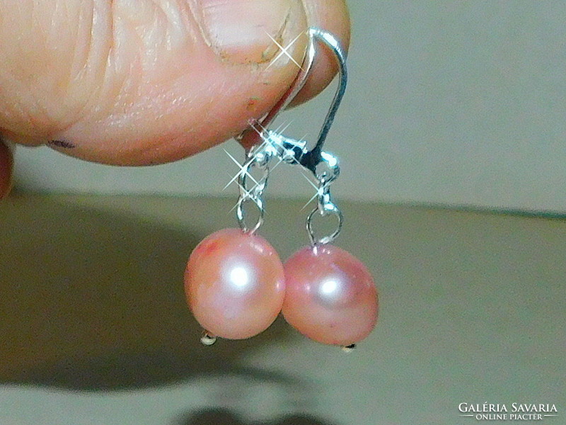 Pink akoya real pearl earrings