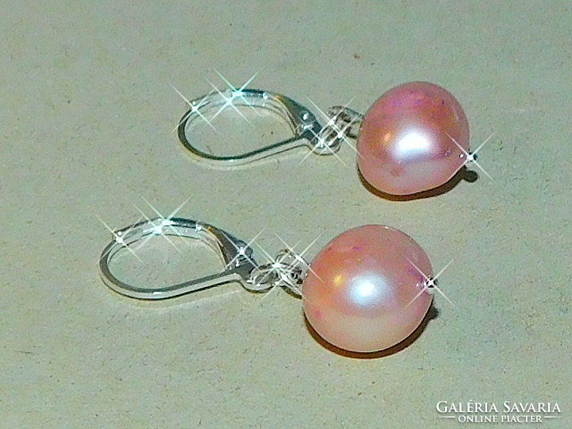 Pink akoya real pearl earrings