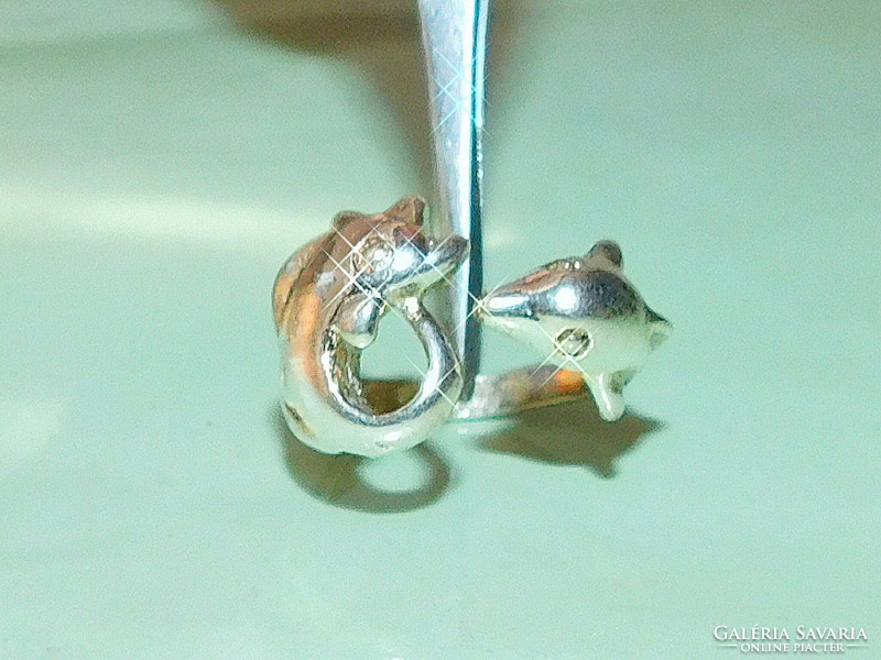 Playing dolphin pair with 7.5 gold gold filled ring slightly adjustable