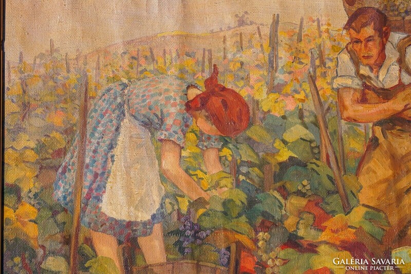Ismeretlen festő, Szüret, XX. század, olaj, vászon