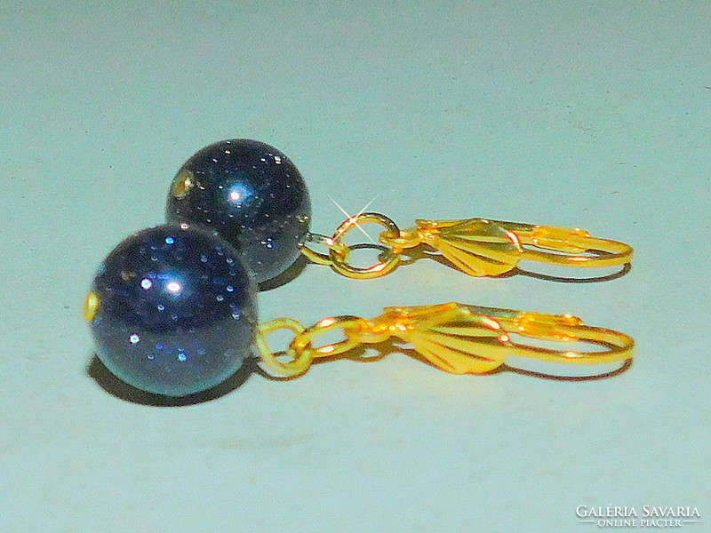 Blue gold sunstone - goldfluss gold gold filled earrings