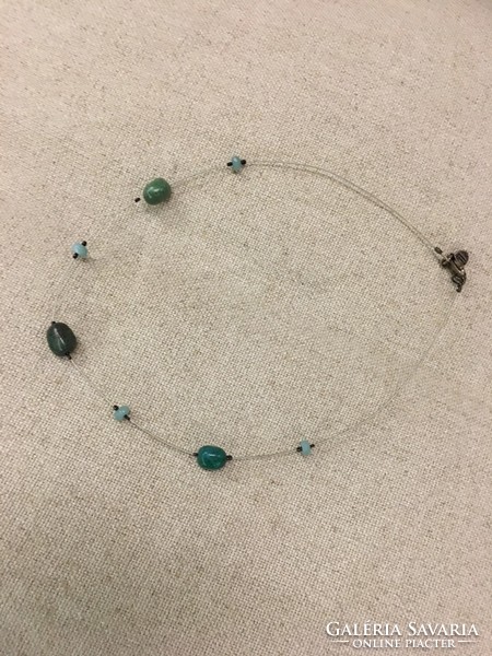 Silver necklace with turquoise stones (silpada)