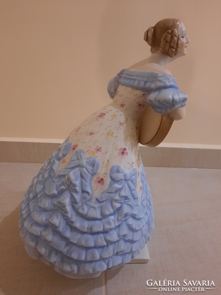 Large porcelain figurine of Herend in blue with floral dress
