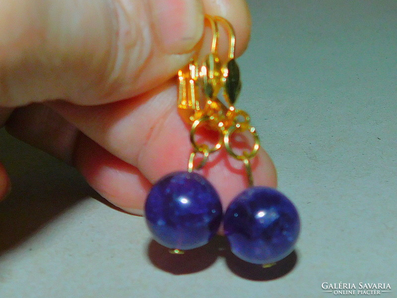 Amethyst mineral sphere with gold gold filled earrings