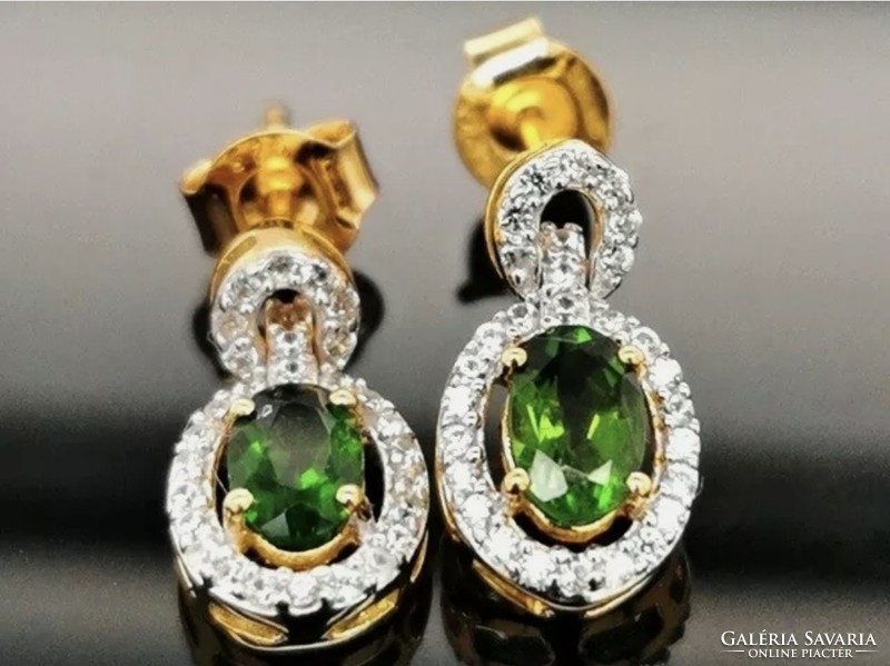 Mystic Chrome Diopside Gemstone Silver Earrings 925 / 14k Yellow Gold Plated - New