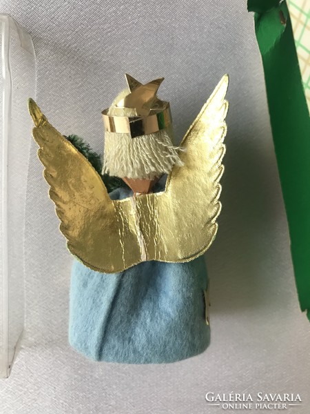 Charming angel with Christmas tree decoration, top decoration on small pine in original box