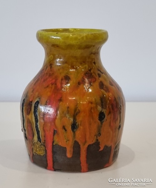 Retro Hungarian handicraft ceramic vase marked