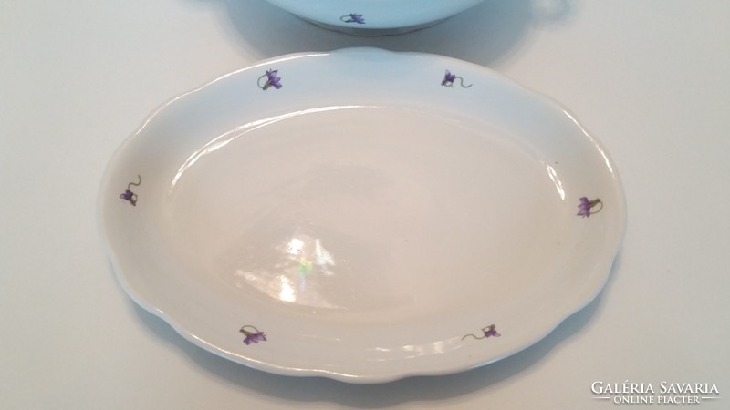 Old Zolnay porcelain soup plate with violet shield seal 4 pcs