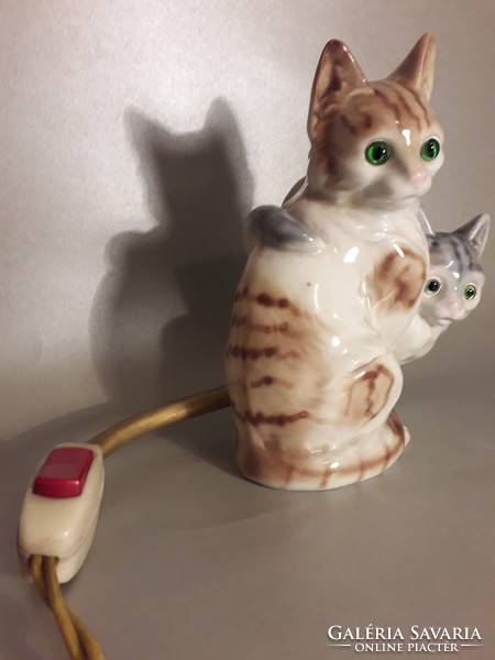 Grafenthal porcelán cica figurás éjjeli hangulat lámpa jelzett