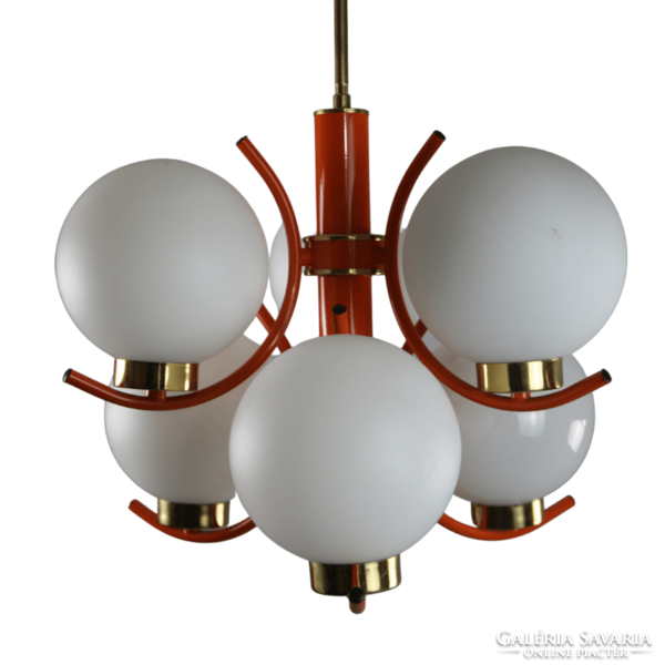 Szarvasi Sputnik chandelier - sphere with bulbs - space age - orange, gold