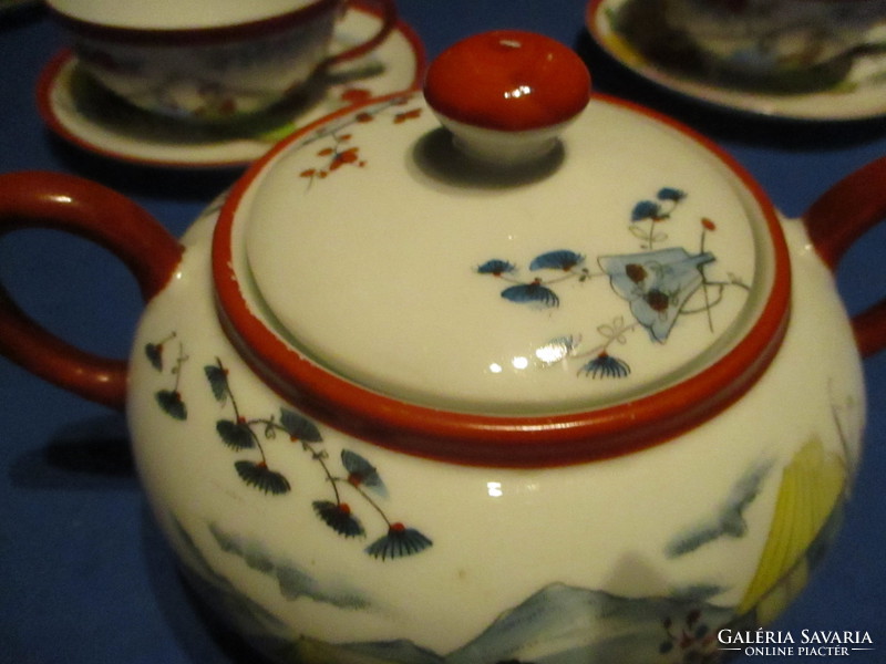 Amazing delicious thin Chinese 6 eyes. Tea set at the bottom indicating beautiful condition by hand painting