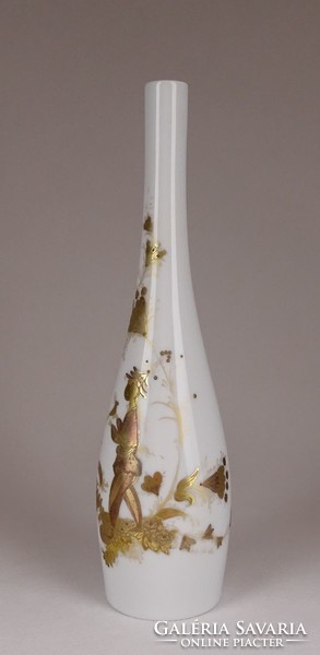 1E450 Rosenthal Studio Linie jelenetes aranyozott porcelán váza 26.5 cm