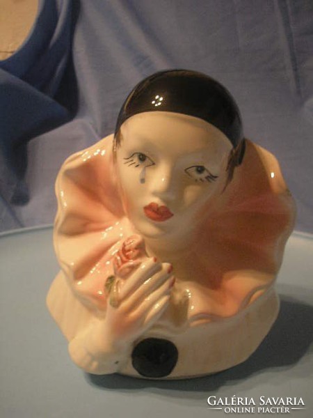 N7 Pierrot Nagyméretű art decó porc.20 cm- fej ritkaság ajándékozhatóan eladó hibátlan ritkaság