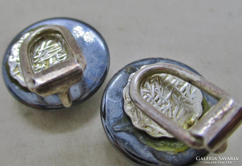 Beautiful antique art deco healing silver hematite earrings / clip