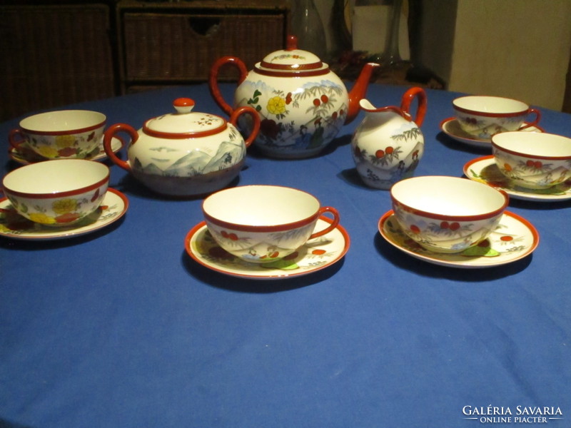 Amazing delicious thin Chinese 6 eyes. Tea set at the bottom indicating beautiful condition by hand painting