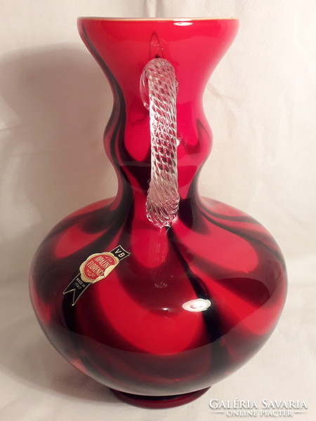 Marked Murano opaline florence glass decanter pouring into vase