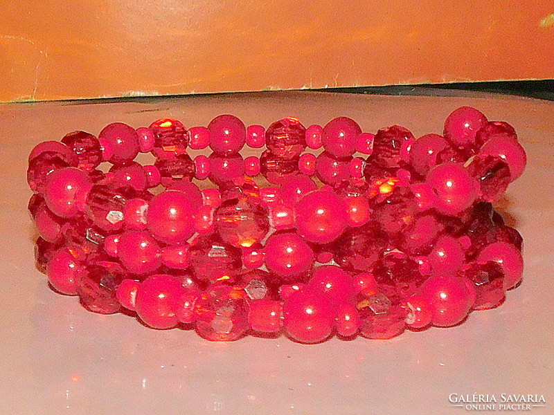 Ruby red 4 row Czech briolette pearl bracelet