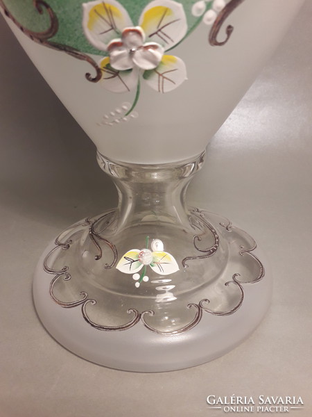 Special price! A gorgeous gift item! Antique old plastic floral painted glass vase large size