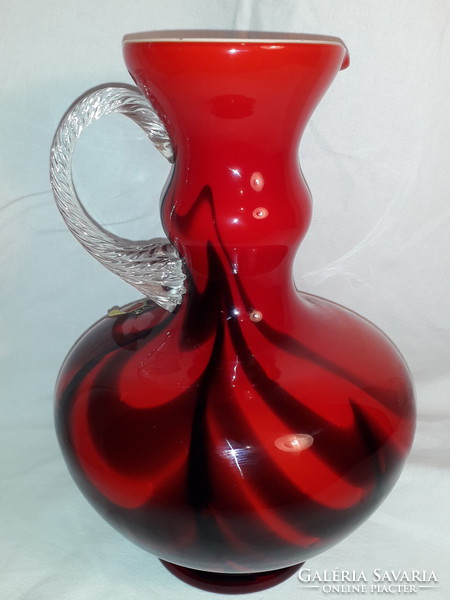 Jelzett muránói Opaline Florence üveg karaffa kiöntő kancsó váza