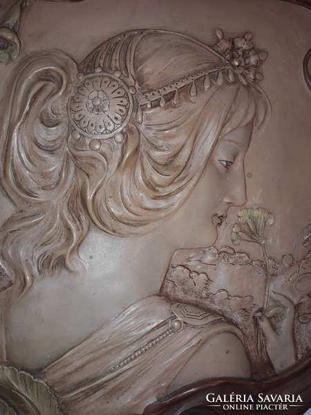 Art Nouveau, szecessziós Johann Maresch - Austria kerámia falidísz fali kép