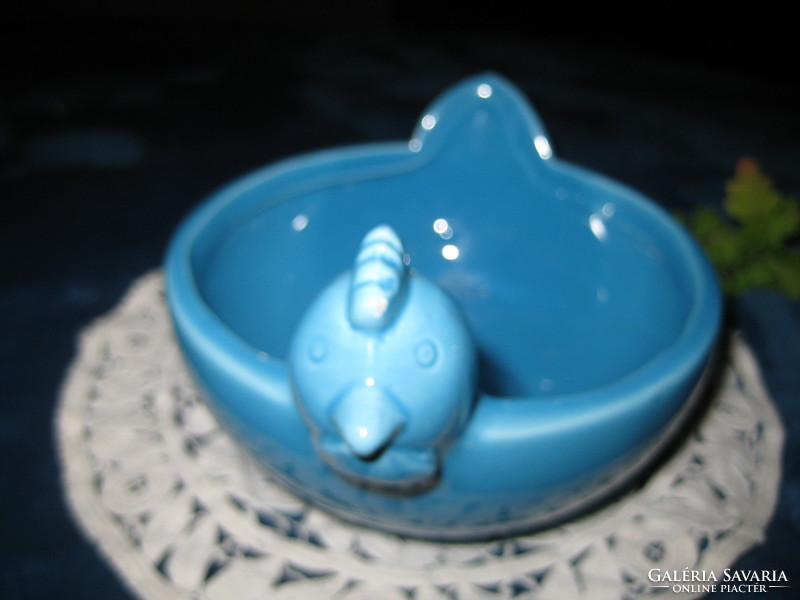Kék porcelán    , kÍnáló , asztal közép  , 16 x 10 cm  ,  sorszámozott