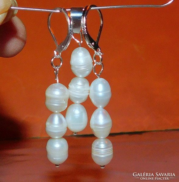 Off-white Japanese biwa genuine pearl earrings and pendant set