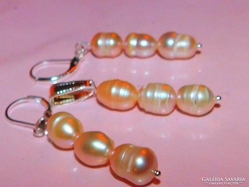Champagne Champagne Japanese Biwa Genuine Pearl Earrings and Pendant Set