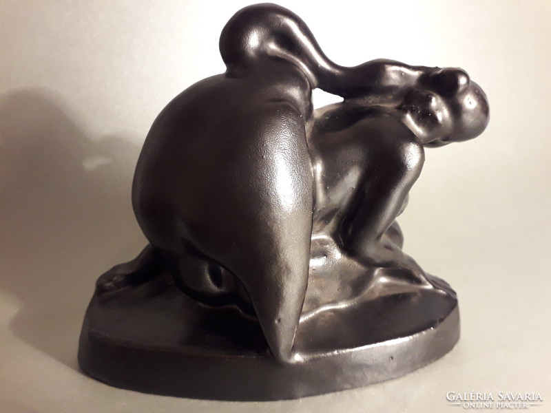Leda and the swan - mythological scene - ceramic sculpture