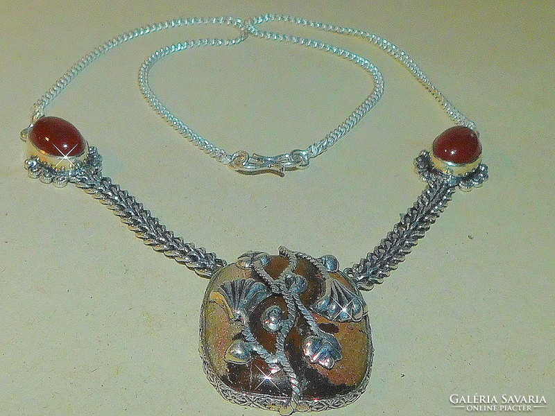 Unique ornate ethnic Tibetan silver handcrafted necklace