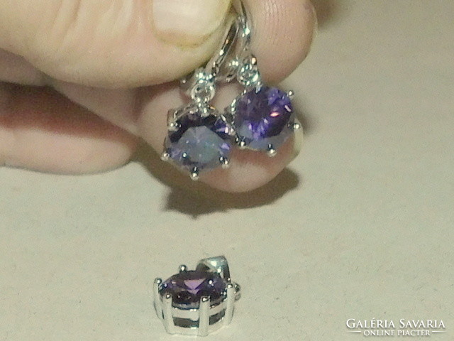 Amethyst luster crystal stone white gold filled jewelry set