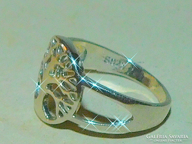 Életfa  Fehér Arany Gold Filled Gyűrű 6-es méret