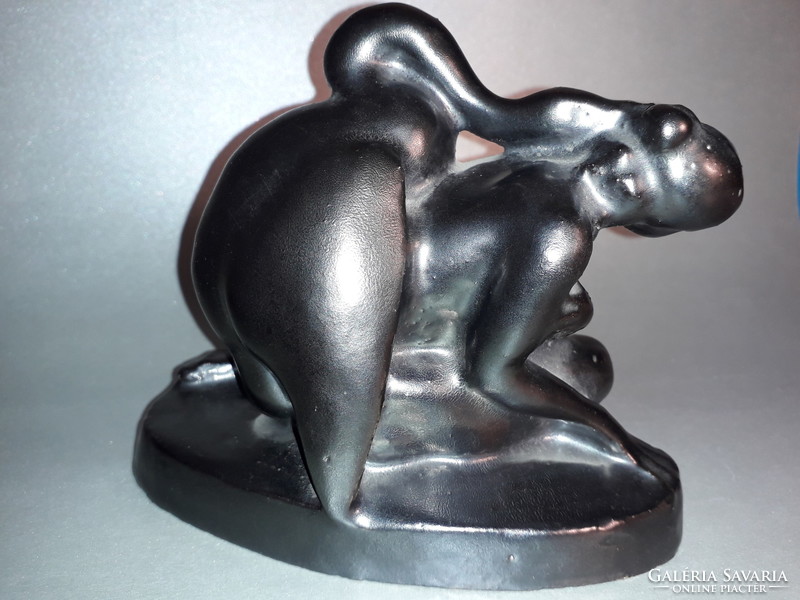 Leda and the swan - mythological scene - ceramic sculpture