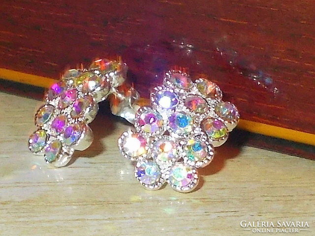 Aurora borealis northern light crystal white gold gold filled earrings