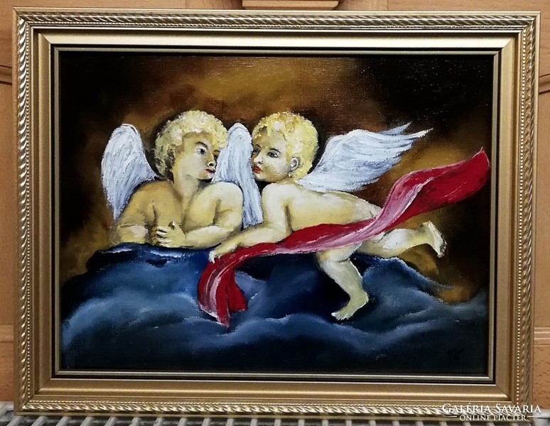 Cinnabar - Angelic Love (18 x 24, oil, new, beautiful frame)
