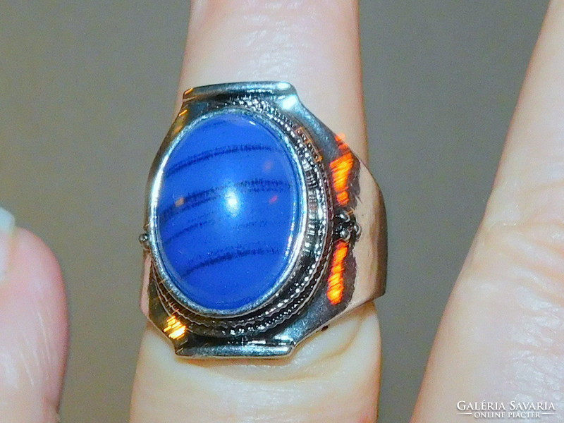 Lapis lazuli stone Tibetan silver prestigious ring 8