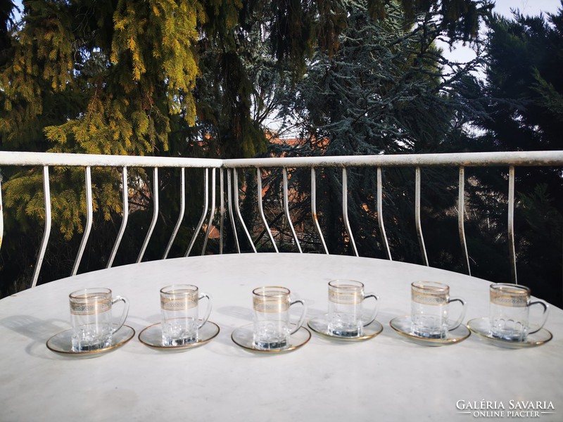 Glass coffee set with Greek pattern