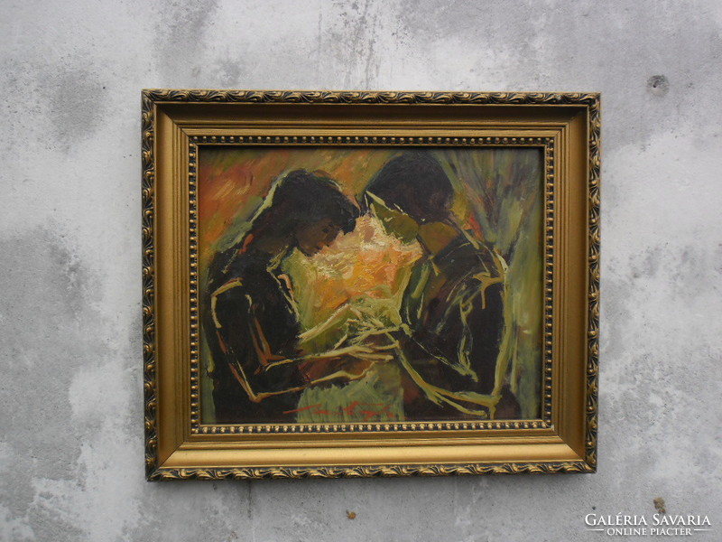 Encounter with Adolf Weintrager (1927-1987) c. It is the creation of an oil-wood fiber, one of his last works. With frame.