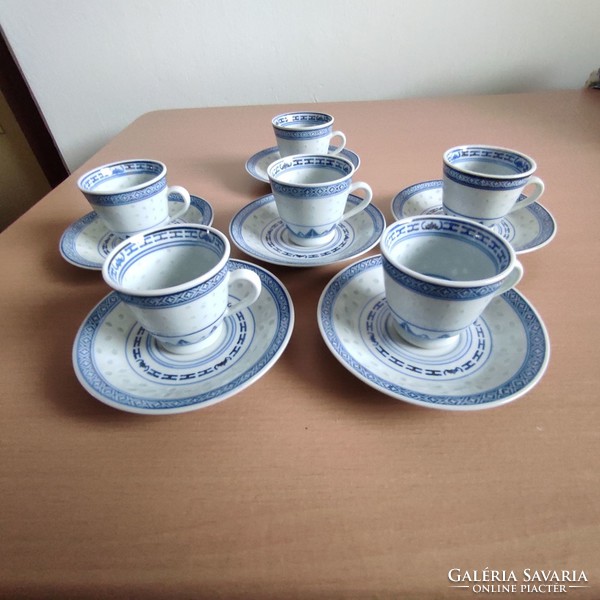 Chinese rice pattern porcelain coffee cup set