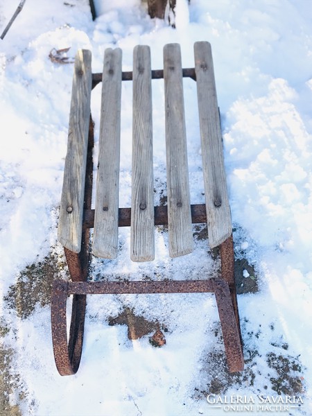 Old retro wooden sledge from the 50-60s, riveted, also for Christmas decoration !!!