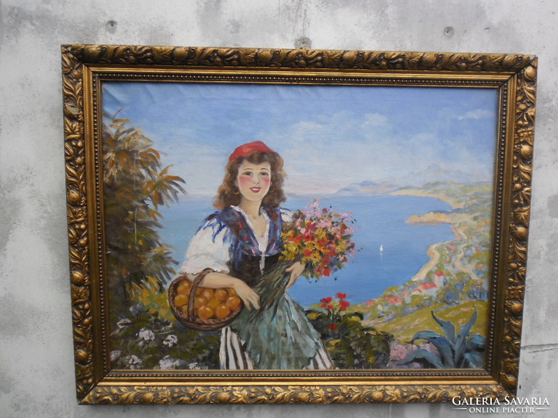 Lipót Illencz (1882-1950) at Lake Balaton. Original painting. Painted in Almádi.