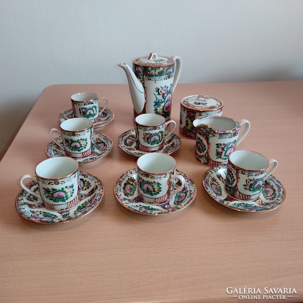 Hand painted beautiful gilt porcelain china coffee set with ingredients