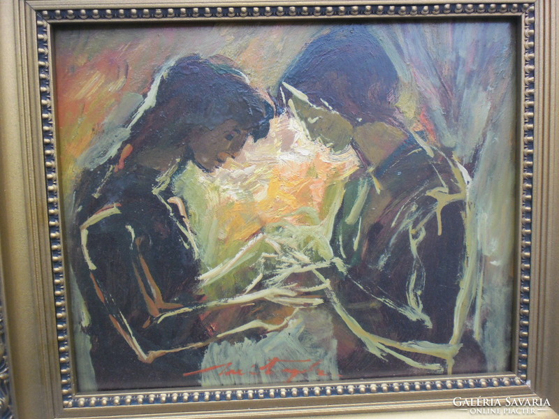 Encounter with Adolf Weintrager (1927-1987) c. It is the creation of an oil-wood fiber, one of his last works. With frame.