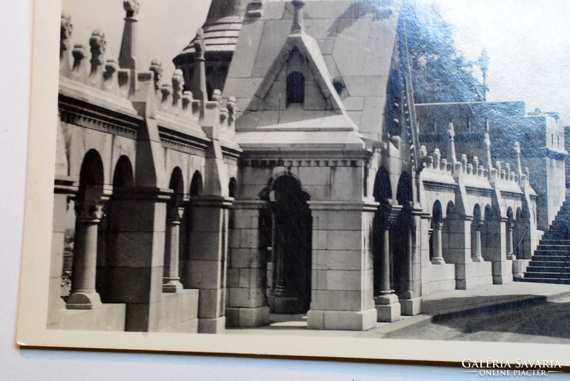 Antique Budapest photo postcard with fisherman's bastion statue of St. Stephen before 1945