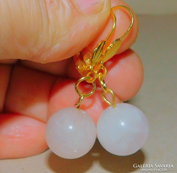 Giant-eyed rose quartz mineral gold gold filled earrings