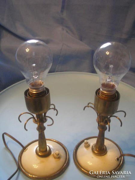 U7 art deco, pair of table lamps with vinyl base + copper socket with switch, rarity for sale