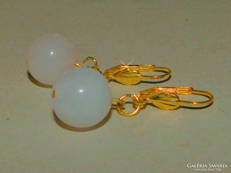 Giant-eyed rose quartz mineral gold gold filled earrings