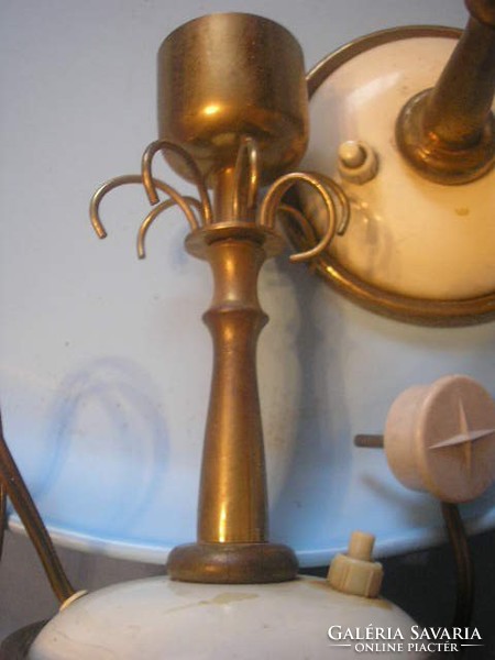 U7 art deco, pair of table lamps with vinyl base + copper socket with switch, rarity for sale