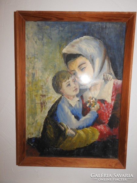 Mother with baby - oil / canvas