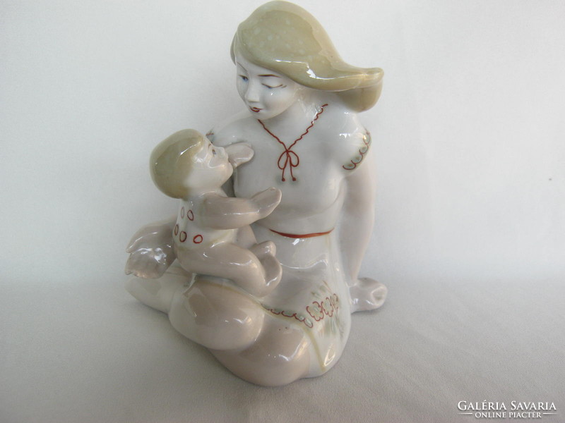Retro ... Mother with her child polonne porcelain figurine