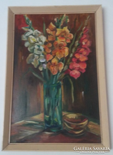 Flower still life - oil / canvas painting - larger size